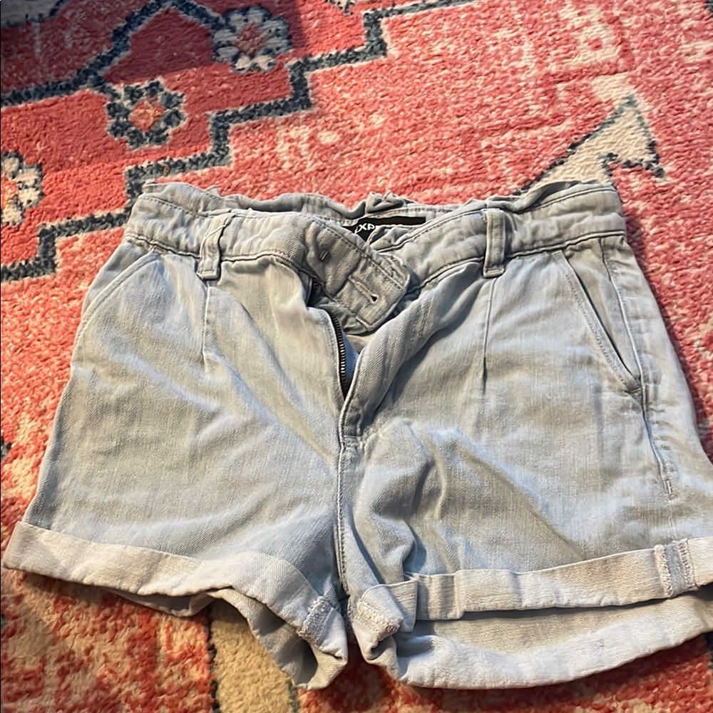 Express High Waist Light Blue Shorts